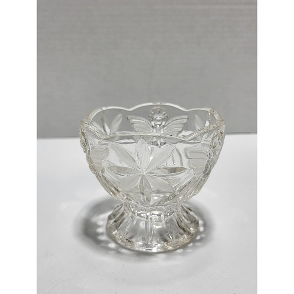 Angel Etched Lead Crystal Small 4in Pedestal Trinket Candy Bowl - Picture 1 of 7